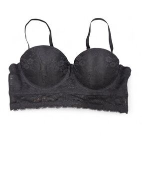 ABS by Allen Schwartz Black Lace Longline Bra Size Medium Elegant Intimates